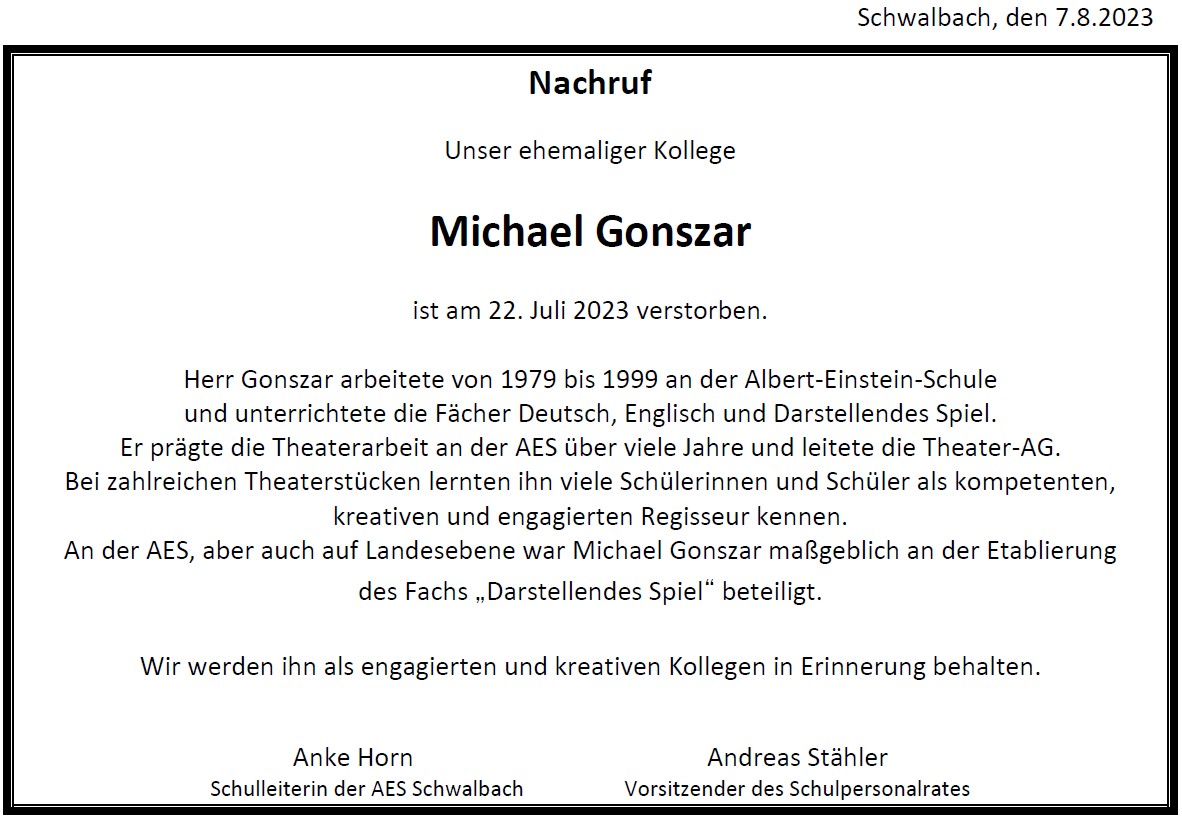 Nachruf Michael Gonszar